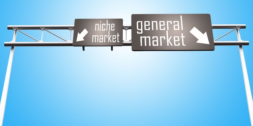 An image with road signages saying "Niche Market" and "General Market"