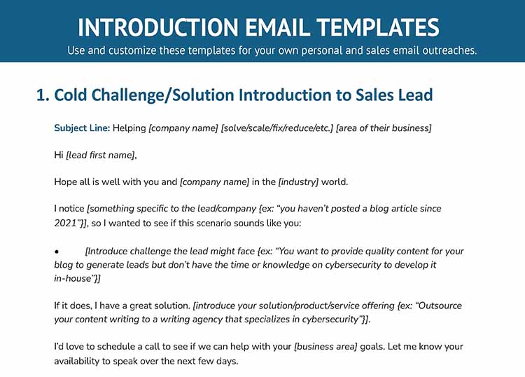 Introduction email templates.