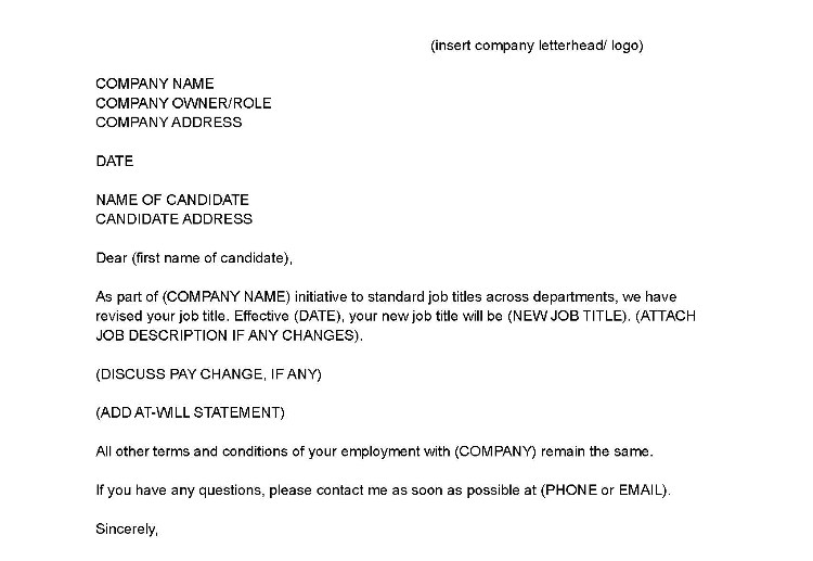 Job title change letter template.