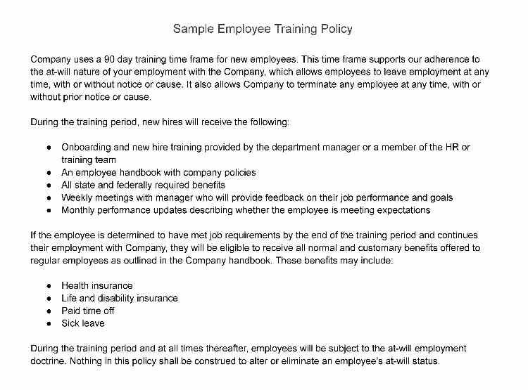 Sample employee training policy.