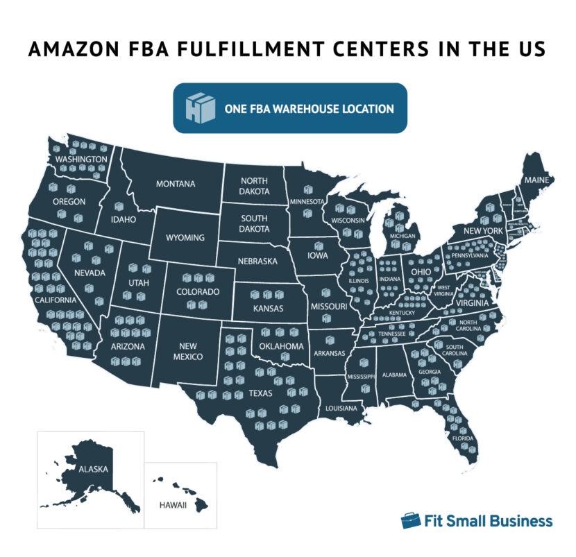 Fulfillment By Amazon FBA Review Pricing Features More Infographic A Map Of Amazon US Fulfillment Facilities 830x803 