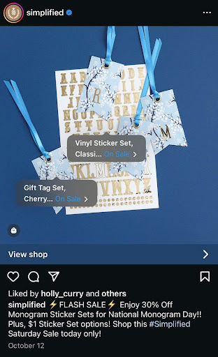 Instagram shoppable post with product tags