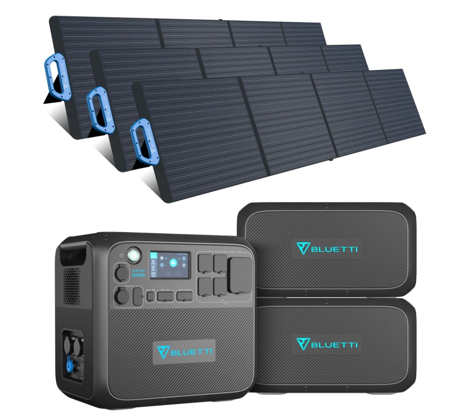 A set of Bluetti portable solar panels with generator station.