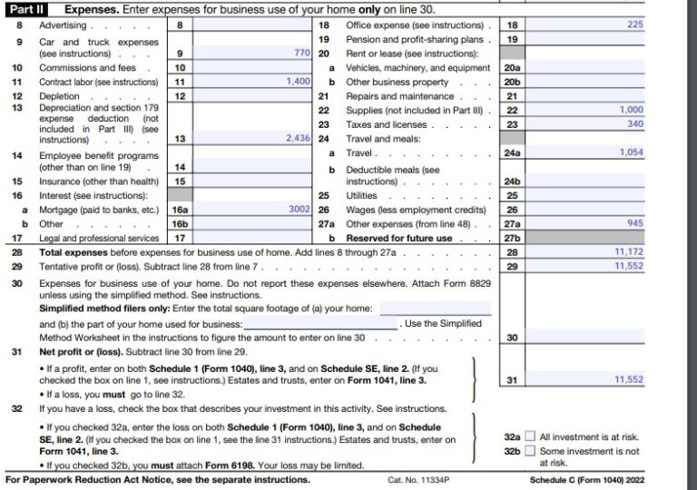 How To Fill Out Your 2022 Schedule C (With Example)