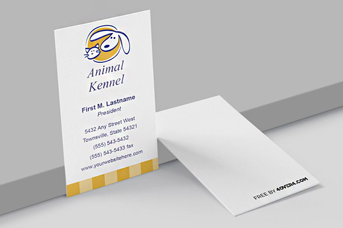 Sample free business card for an animal kennel made by 4OVER4