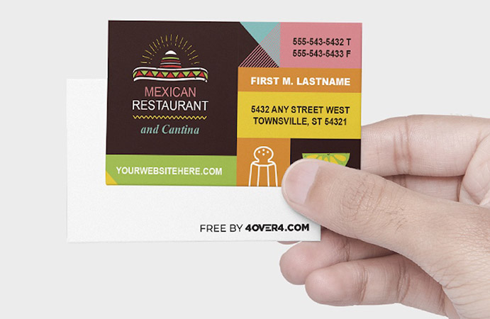 sample free business card for a restaurant made by 4OVER4