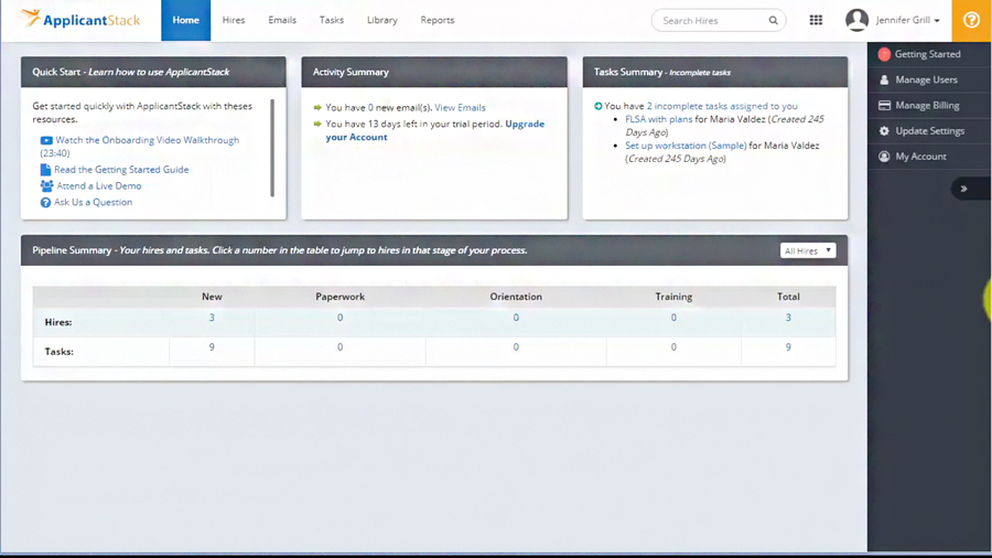 Screenshot of ApplicantStacks dashboard.