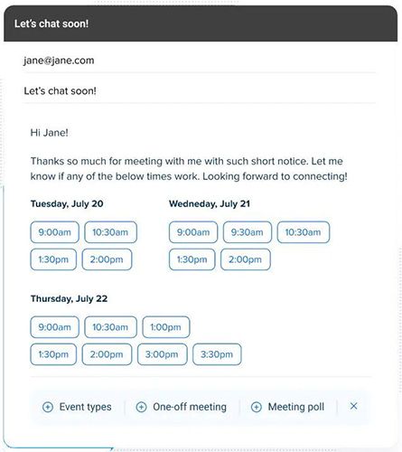 Calendly instantly book meetings from email
