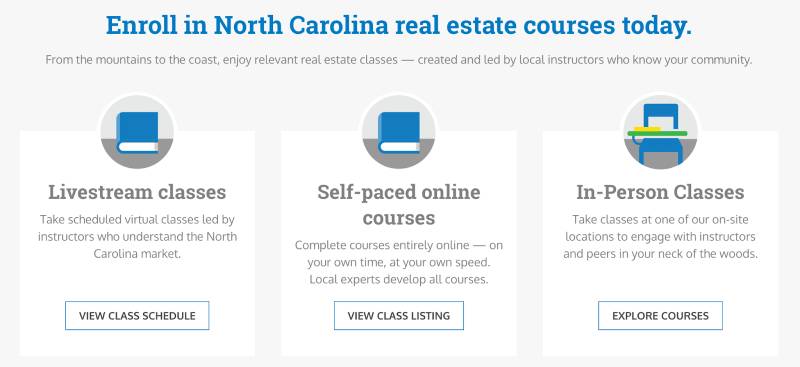 Screenshot of Colibri Real Estate real estate prelicensing learning formats.