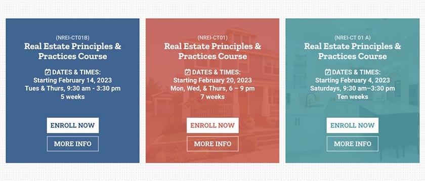 National Real Estate Institute prelicensing course schedule options