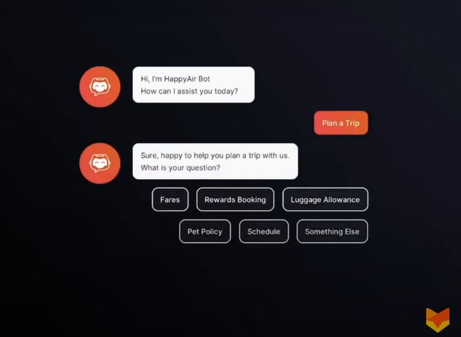 A screenshot of a chat conversation using HappyFox's AI customer experience enterprise chatbot solution