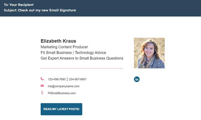HubSpot example of custom email signature