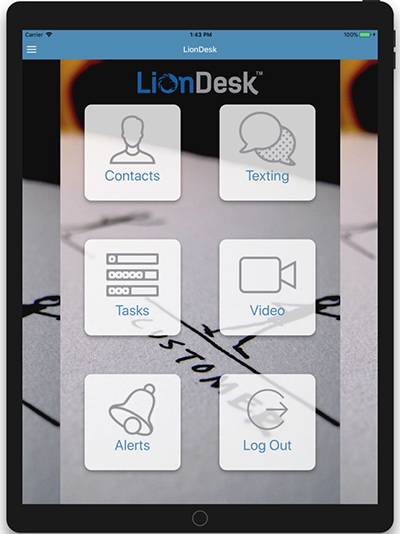 LionDesk mobile app as seen on an iPad.