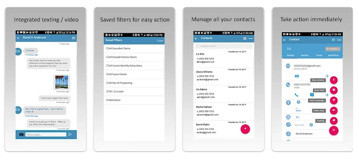 Different functionalities of LionDesk's mobile app.