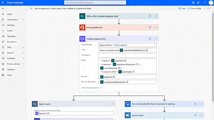 Microsoft building workflow with Power Automate.