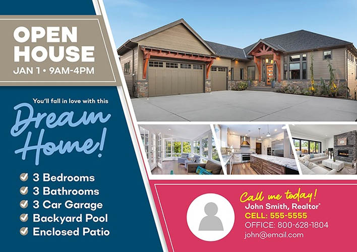 Real estate open house flyer template from PostcardMania.