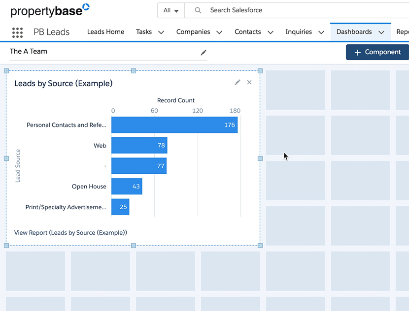 Screenshot of Propertybase's sample dashboard theme.