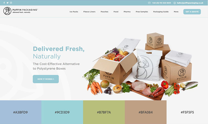 Puffin Packaging Website With Pastel and Neutrals Color Palettes Ideas