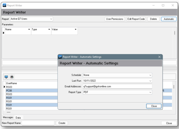 Report writer wizard that lets you automate report creation in Q7.