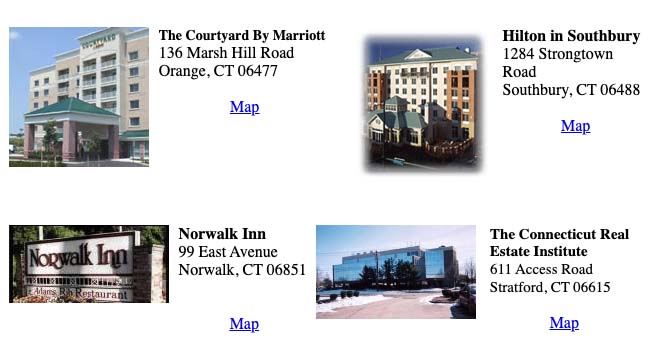 Connecticut Real Estate Institute locations and addresses