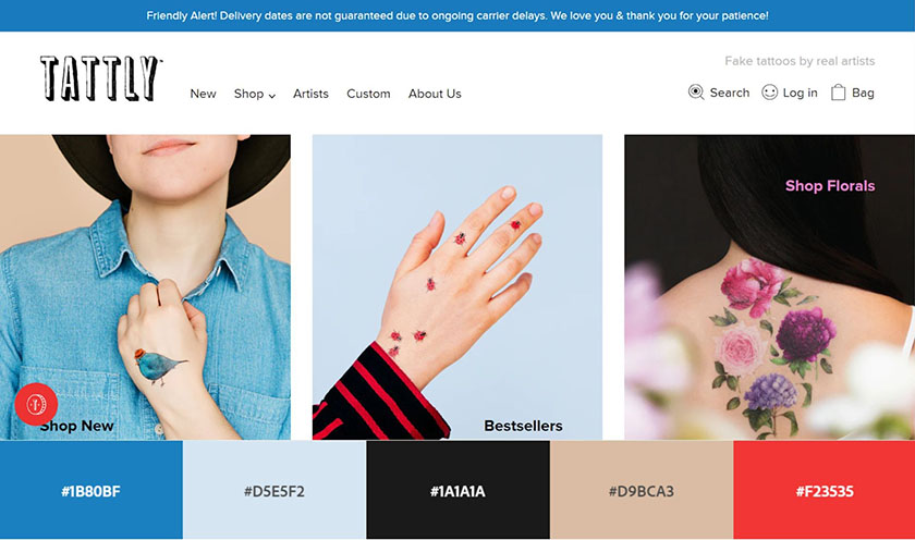Tattly Website With Balanced Simplicity Color Palettes for Websites
