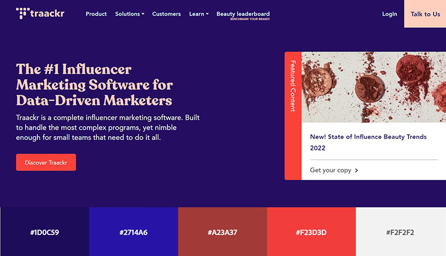 Traackr Website With Rich and Accented Palette