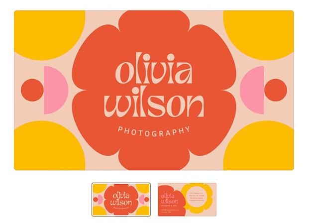 Business card for a photographer designed by Canva