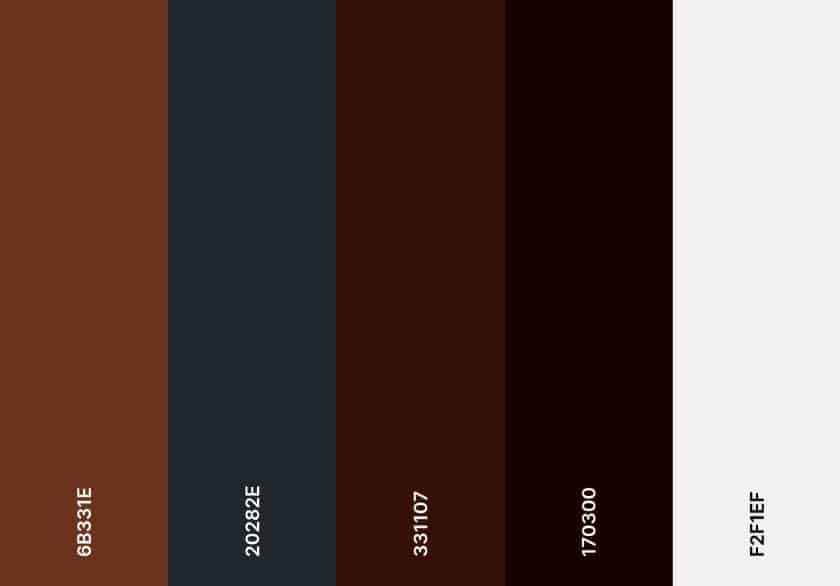 A color palette with various shades of brown, gray, and white.