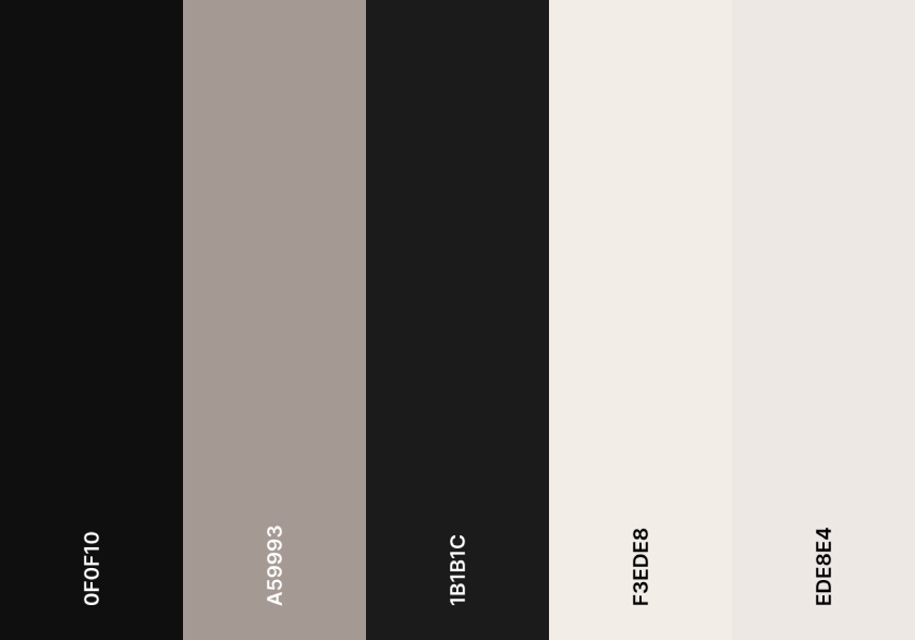 A palette with various shades of black, gray, and off-white.