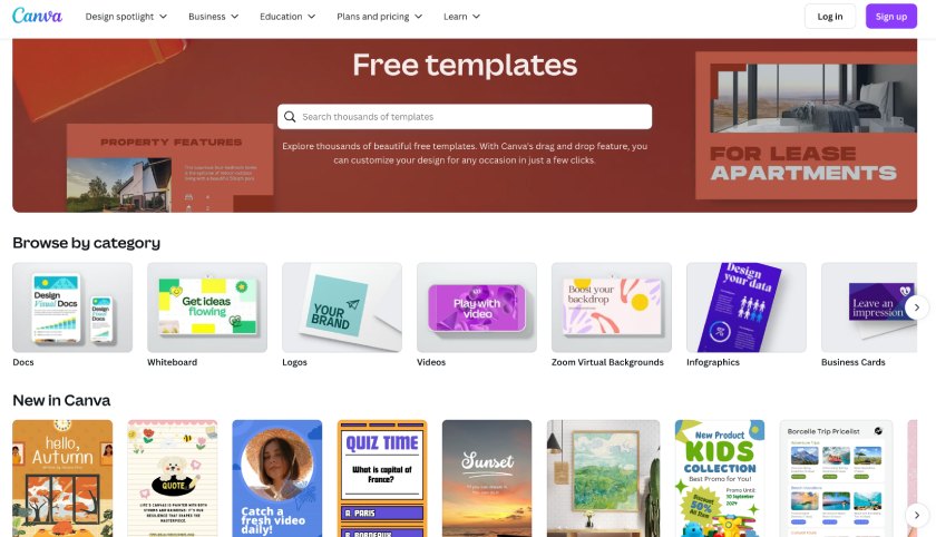 Canva with free design templates for various purposes, including sales enablement.