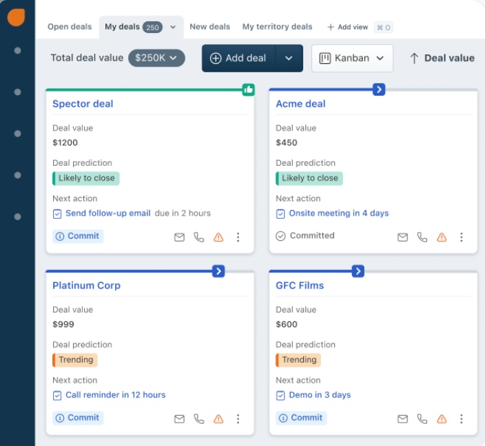 Freshsales Freddy AI contact insights for lead prioritization.