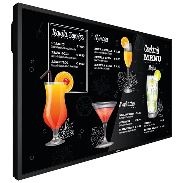 Customizable digital drinks menu mimics the look of a chalkboard.