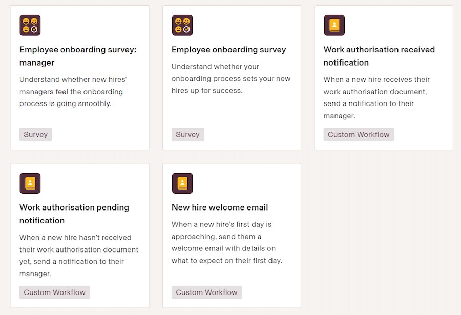 Rippling onboarding automation workflow boxes.