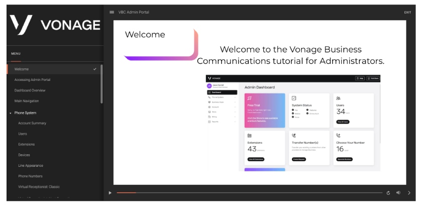 Vonage business communication video tutorial for administrators