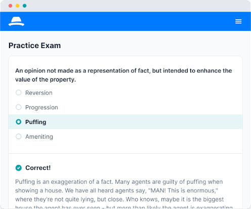 Screenshot of a practice exam on PrepAgent.