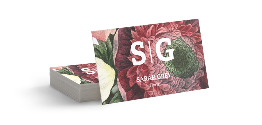 Sample business card for a florist designed by Vistaprint
