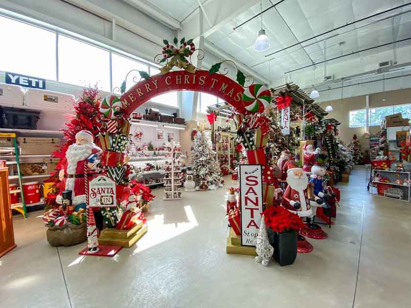 Christmas arch display in a home decor and improvements store.
