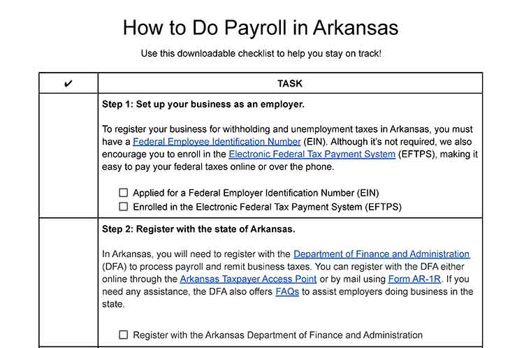 How to do payroll in Arkansas.