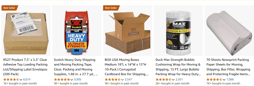 Amazon shipping supplies