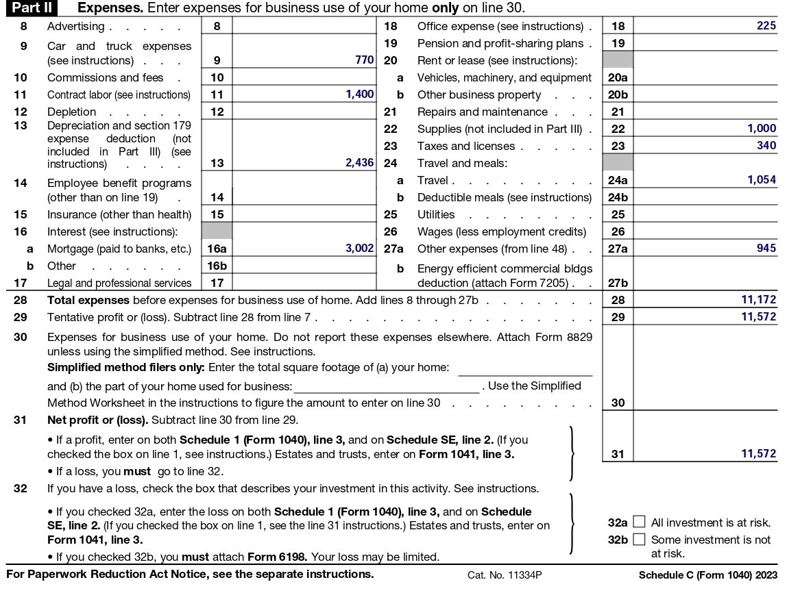 How To Fill Out Schedule C in 2024 (With Example)