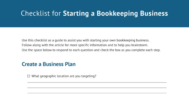 Checklist for Starting a Bookkeeping Business