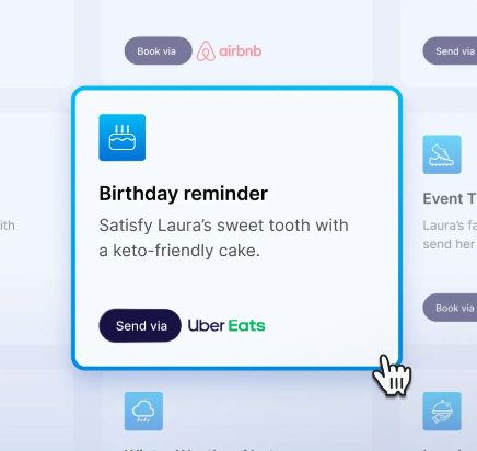 Screenshot of Evabot with a reminder to send a custom birthday gift to a client