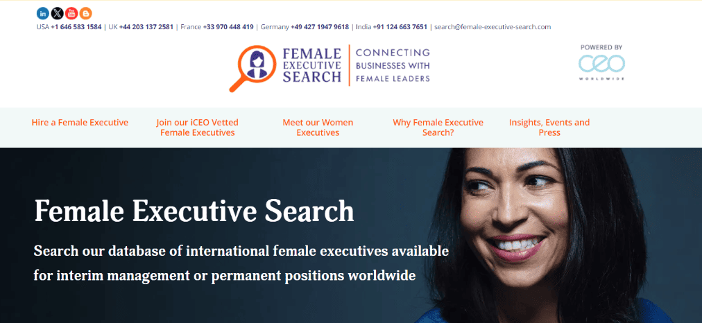 woman smiling with buttons for hiring female executives