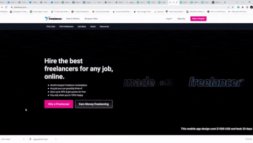 Gif showing the two ways to hire a freelancer on Freelancer.com