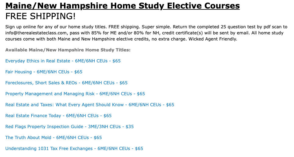 The Real Estate Class home study elective courses