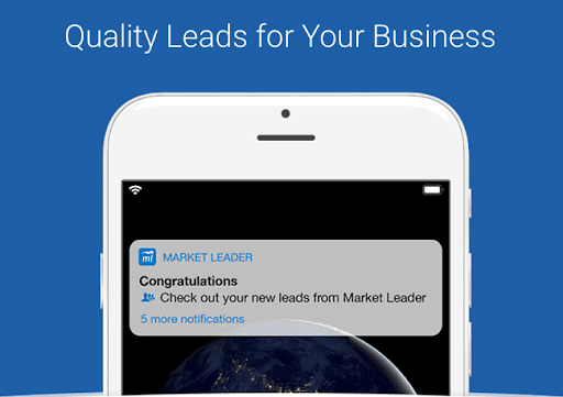Mobile notification from Market Leader about new leads