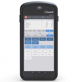 Example of a handheld ordering and payment device.