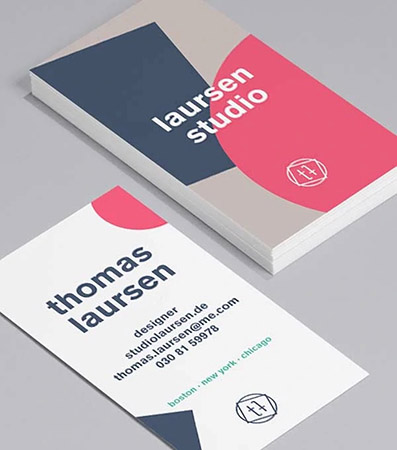 Business card for a designer designed by MOO