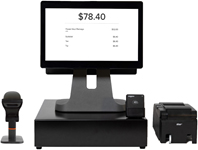 Pay Desk Complete hardware, with scanner, EMV reader and dock, and more.