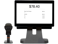 Pay Desk Essentials hardware, including monitor and scanner.